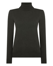 Load image into Gallery viewer, N.Peal Women's Luna Roll Neck Cashmere Jumper Arabica Khaki Green
