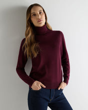 Load image into Gallery viewer, N.Peal Women's Luna Roll Neck Cashmere Jumper Bordeaux Red
