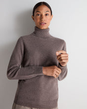 Load image into Gallery viewer, N.Peal Women's Luna Roll Neck Cashmere Jumper Otter Brown
