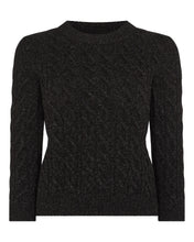 Load image into Gallery viewer, N.Peal Women's Emilia Cable Round Neck Cashmere Jumper Charcoal Grey Melange
