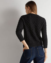 Load image into Gallery viewer, N.Peal Women's Emilia Cable Round Neck Cashmere Jumper Charcoal Grey Melange

