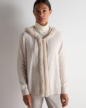 Load image into Gallery viewer, N.Peal Women's Alicia Fur Trim Cashmere Hoodie Frost White
