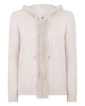 Load image into Gallery viewer, N.Peal Women's Alicia Fur Trim Cashmere Hoodie Frost White
