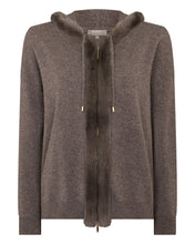 Load image into Gallery viewer, N.Peal Women's Alicia Fur Trim Cashmere Hoodie Otter Brown
