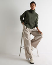 Load image into Gallery viewer, N.Peal Women's Mollie Metal Roll Neck Cashmere Jumper Army Green
