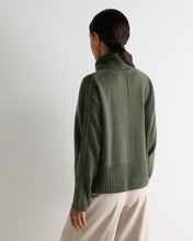 Load image into Gallery viewer, N.Peal Women's Mollie Metal Roll Neck Cashmere Jumper Army Green
