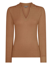 Load image into Gallery viewer, Gauzy Collared Sweater Dark Camel
