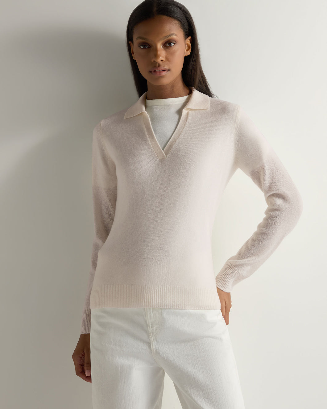 Gauzy Collared Sweater Frost