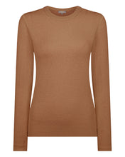 Load image into Gallery viewer, Gauzy Round Neck Sweater Dark Camel
