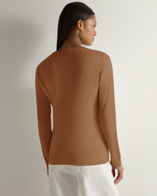 Load image into Gallery viewer, Gauzy Round Neck Sweater Dark Camel
