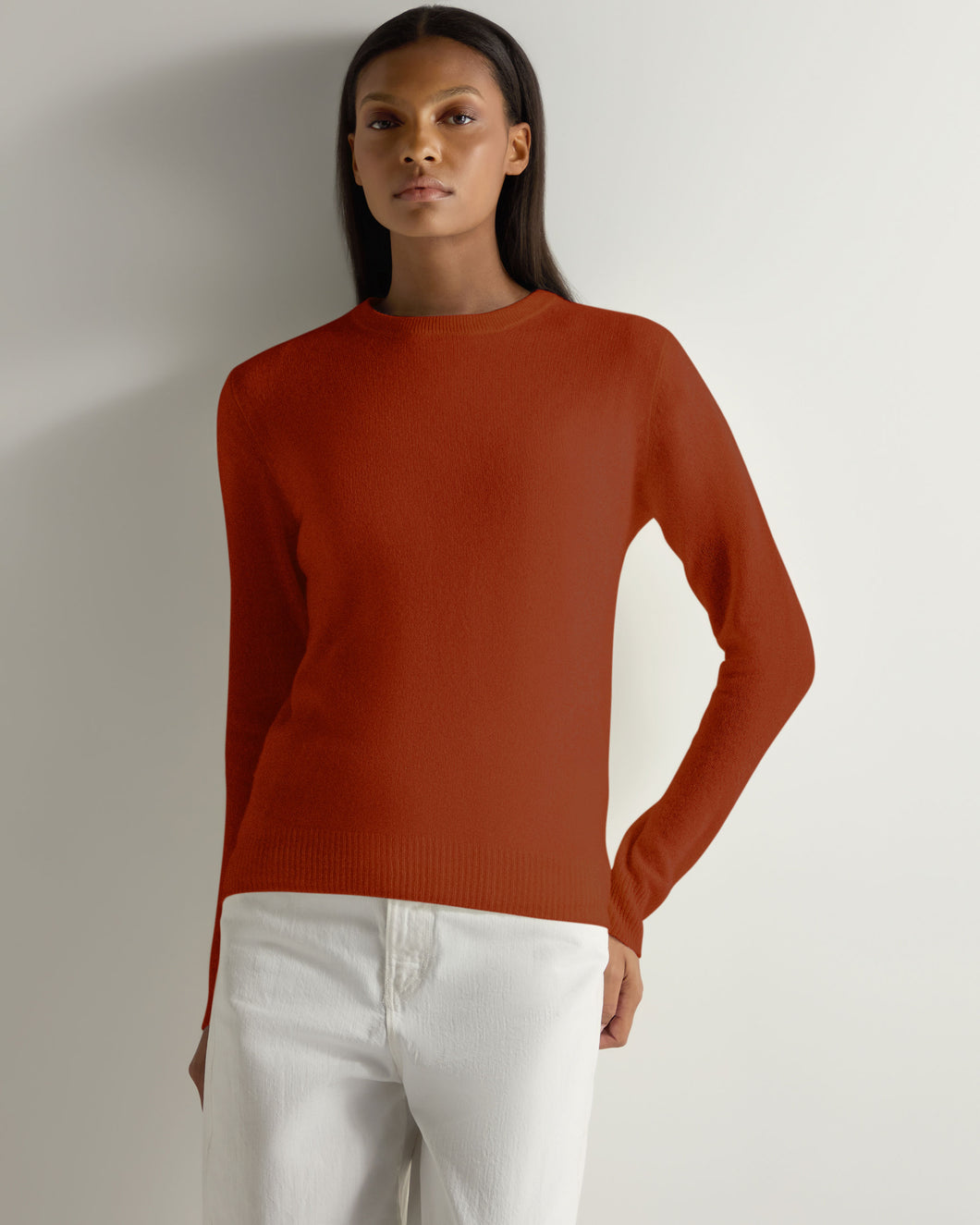 Gauzy Round Neck Sweater Rust