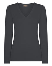 Load image into Gallery viewer, Gauzy V Neck Sweater Anthracite

