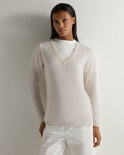 Load image into Gallery viewer, Gauzy V Neck Sweater Pebble Grey
