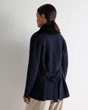 Load image into Gallery viewer, N.Peal Women's Ruby Herringbone Fur Cardigan Navy Blue
