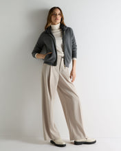 Load image into Gallery viewer, N.Peal Women's Honeycomb Full Zip Cashmere Jumper With Fur Trim Elephant Grey
