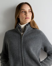 Load image into Gallery viewer, N.Peal Women's Honeycomb Full Zip Cashmere Jumper With Fur Trim Elephant Grey
