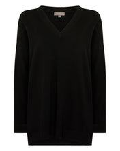 Load image into Gallery viewer, Women&#39;s Longline V Neck Cashmere Jumper Black

