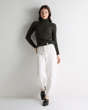 Load image into Gallery viewer, N.Peal Women's Adelyn Cable Roll Cashmere Jumper Arabica Khaki Green
