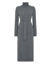 Load image into Gallery viewer, N.Peal Women's Longline Cable Cashmere Dress Elephant Grey
