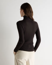 Load image into Gallery viewer, N.Peal Women's Superfine Cashmere Ribbed Roll Neck Jumper Chocolate Brown
