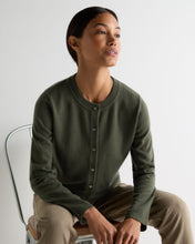 Load image into Gallery viewer, N.Peal Women's Hallie Round Neck Cashmere Cardigan Army Green
