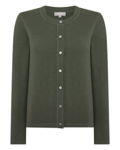 Load image into Gallery viewer, N.Peal Women's Hallie Round Neck Cashmere Cardigan Army Green
