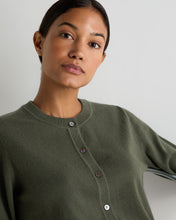 Load image into Gallery viewer, N.Peal Women's Hallie Round Neck Cashmere Cardigan Army Green
