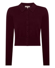 Load image into Gallery viewer, N.Peal Women's Thea Collared Cashmere Cardigan Bordeaux Red
