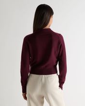 Load image into Gallery viewer, N.Peal Women's Thea Collared Cashmere Cardigan Bordeaux Red
