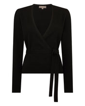 Load image into Gallery viewer, N.Peal Women's Arabella Wrap Cashmere Cardigan Black
