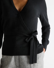 Load image into Gallery viewer, N.Peal Women's Arabella Wrap Cashmere Cardigan Black

