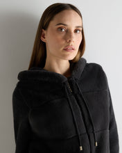 Load image into Gallery viewer, N.Peal Women's Honeycomb Fur Trim Cashmere Hoodie Deep Charcoal Grey
