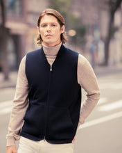 Load image into Gallery viewer, N.Peal Men&#39;s Cotton Blend Gilet Navy Blue
