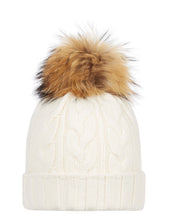 Load image into Gallery viewer, N.Peal Unisex Chunky Cable Cashmere Pom Hat New Ivory White
