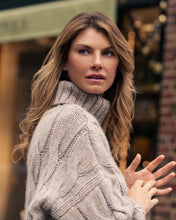 Load image into Gallery viewer, N.Peal Women&#39;s Hana Marl Chunky Cable Roll Neck Cashmere Jumper Marble Marl
