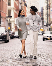 Load image into Gallery viewer, N.Peal Men&#39;s Jacquard Shawl Collar Cashmere Cardigan Fumo Grey
