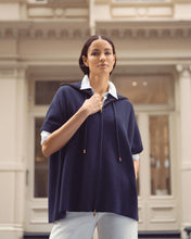 Load image into Gallery viewer, N.Peal Women&#39;s Milano Knitted Cashmere Cape Navy Blue
