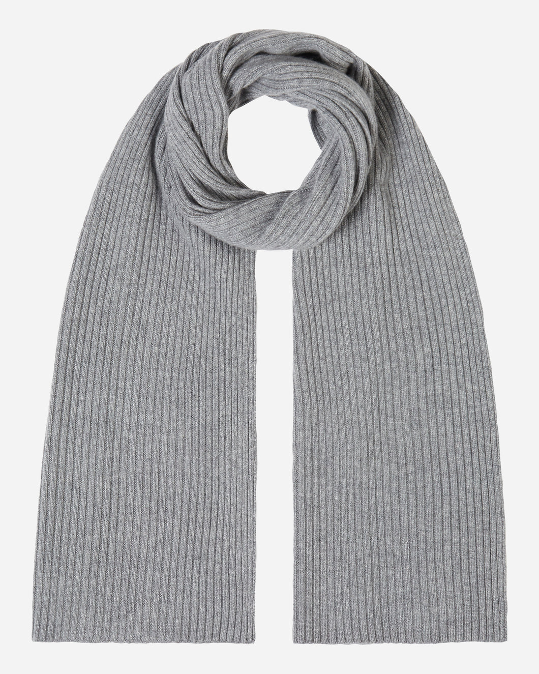 Unisex Short Ribbed Cashmere Scarf Flannel Grey