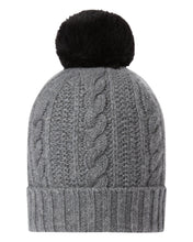 Load image into Gallery viewer, N.Peal Unisex Shearling Pom Cable Hat Elephant Grey
