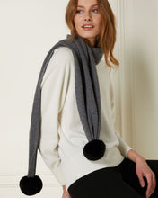 Load image into Gallery viewer, N.Peal Unisex Shearling Pom Ribbed Scarf Elephant Grey
