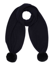 Load image into Gallery viewer, N.Peal Unisex Shearling Pom Ribbed Scarf Navy Blue

