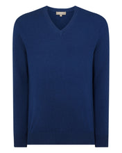 Load image into Gallery viewer, N.Peal Men&#39;s Burlington V Neck Cashmere Jumper French Blue
