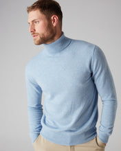 Load image into Gallery viewer, N.Peal Men&#39;s The Trafalgar Polo Neck Cashmere Jumper Cornflower Blue
