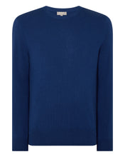 Load image into Gallery viewer, N.Peal Men&#39;s Oxford Round Neck Cashmere Jumper French Blue
