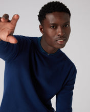 Load image into Gallery viewer, N.Peal Men&#39;s Oxford Round Neck Cashmere Jumper French Blue
