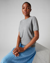 Load image into Gallery viewer, N.Peal Women&#39;s Round Neck Cashmere T Shirt Flannel Grey
