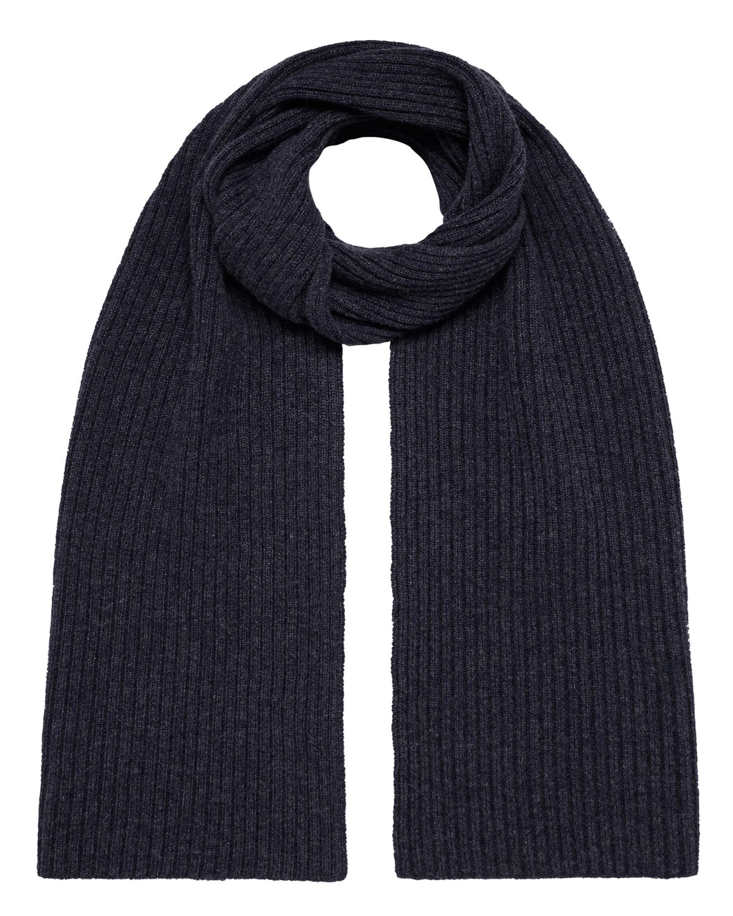 Short Ribbed Scarf in Navy