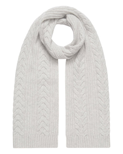 N.Peal Women's Wide Cable Cashmere Scarf Fumo Grey