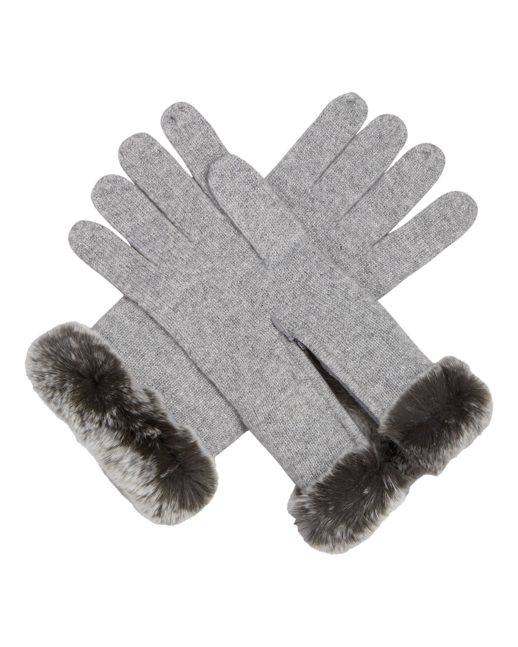 N.Peal Women's Fur And Cashmere Gloves Flannel Grey