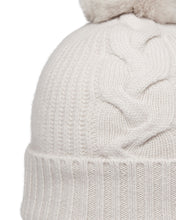 Load image into Gallery viewer, N.Peal Women&#39;s Fur Bobble Cable Hat Snow Grey
